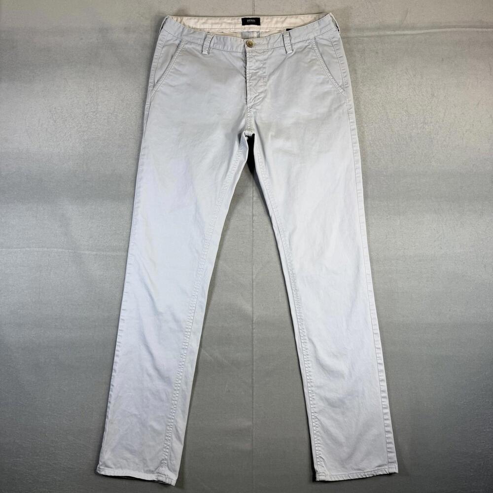 Hugo Boss Chino Pants Mens 30R Light Blue Rice3-D Slim Fit Straight Leg Stretch